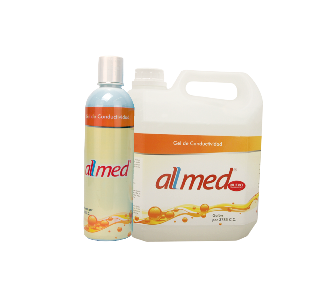 Gel de conductividad Allmed para uso clínico y procedimientos de diagnóstico.