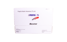 Profol Caja de Profol Baxter 1% – solución inyectable de propofol para sedación y anestesia general.