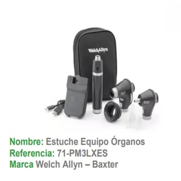 Equipo diagnóstico LED Welch Allyn 71-PM3LXES con oftalmoscopio y otoscopio para exámenes clínicos