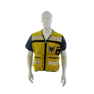 Chaleco profesional de primeros auxilios amarillo Vest USA, diseñado para alta visibilidad e identificación del personal de emergencia